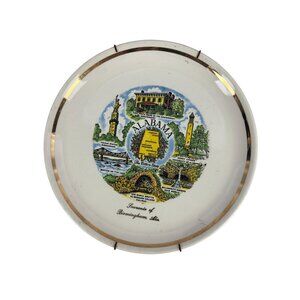 Souvenir Decorative Plate Alabama Landmarks Gold Trim Vintage
